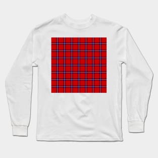 Red orange and Blue Tartan Plaid Pattern Long Sleeve T-Shirt